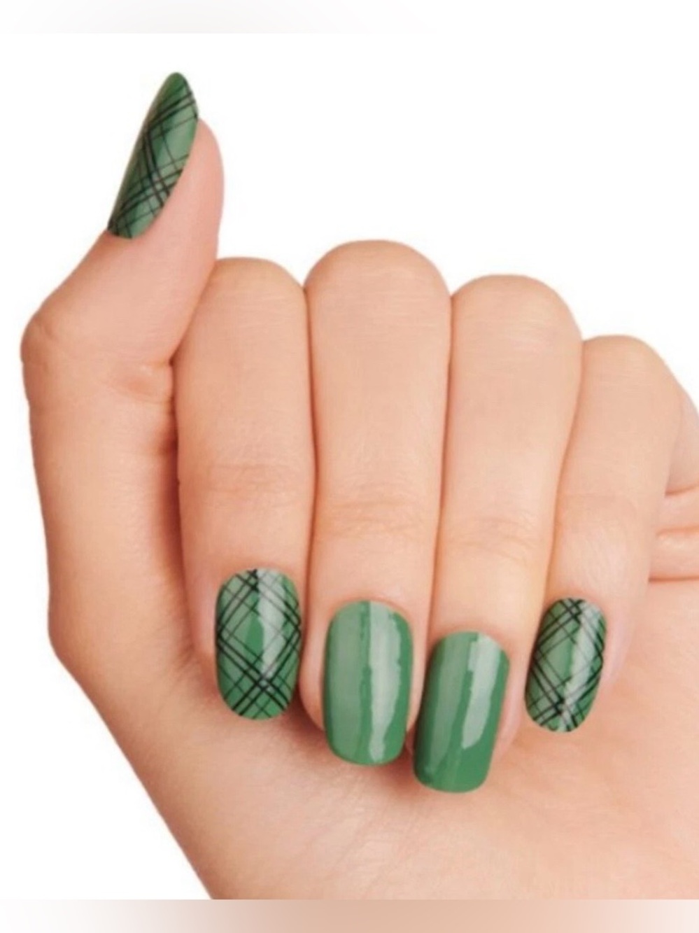 Color Street Stay In Check 100% Pure Nail Polish *RETIRED* Green Black Argyle